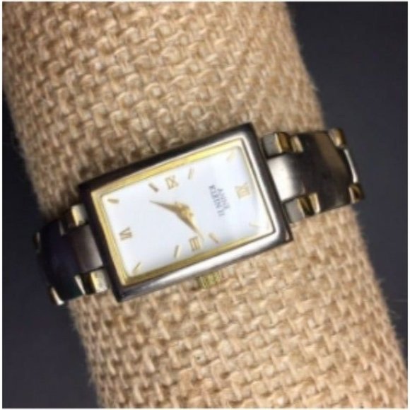 Anne Klein II Ladies Watch As Is Silver Gold 10/6059 753H White Quartz Mvmt